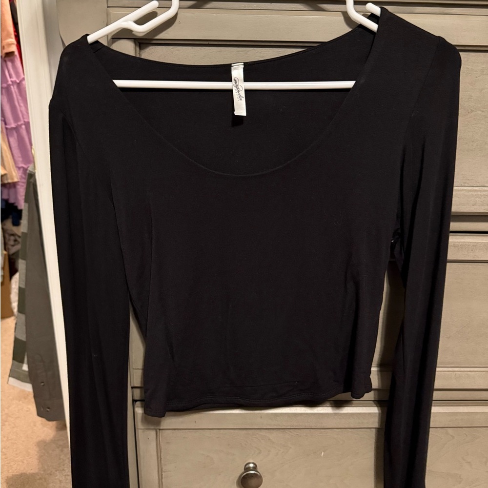 Chic Black Long Sleeve Women's Top